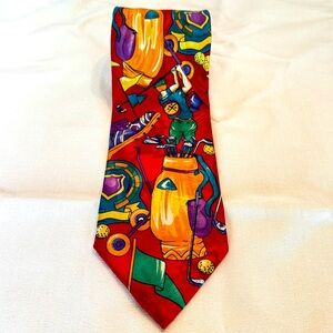 Vintage Bellagio Golf Neck Tie Bright Colors Golfers 100% Silk Made in Italy